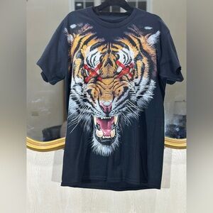 Liquid Blue Tiger Graphic Tee with Red X Eyes‎ – Size M